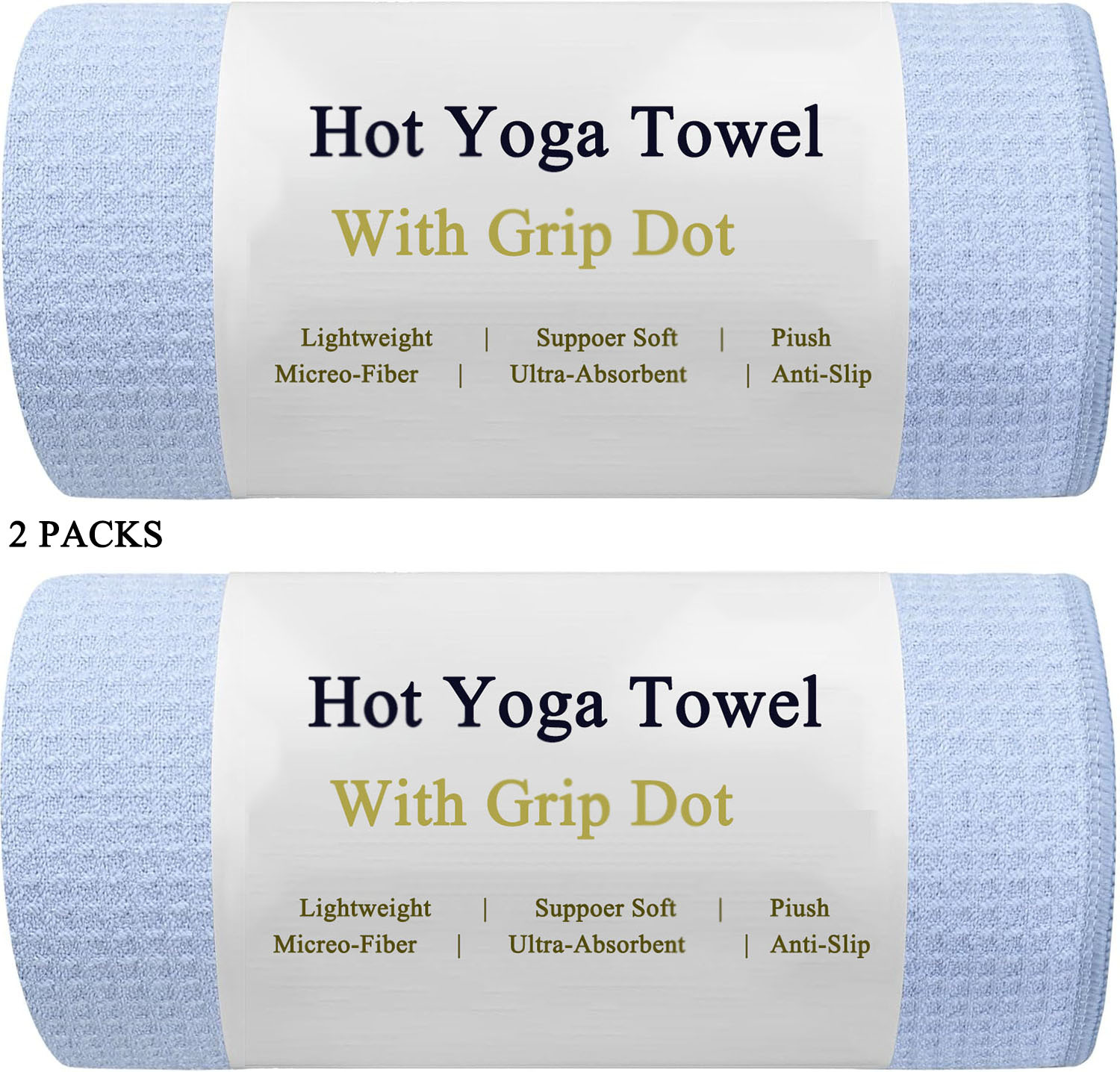 2 Pack Hot Yoga Towel Non Slip Yoga Mat Towel Non-Slip Sweat Absorbent