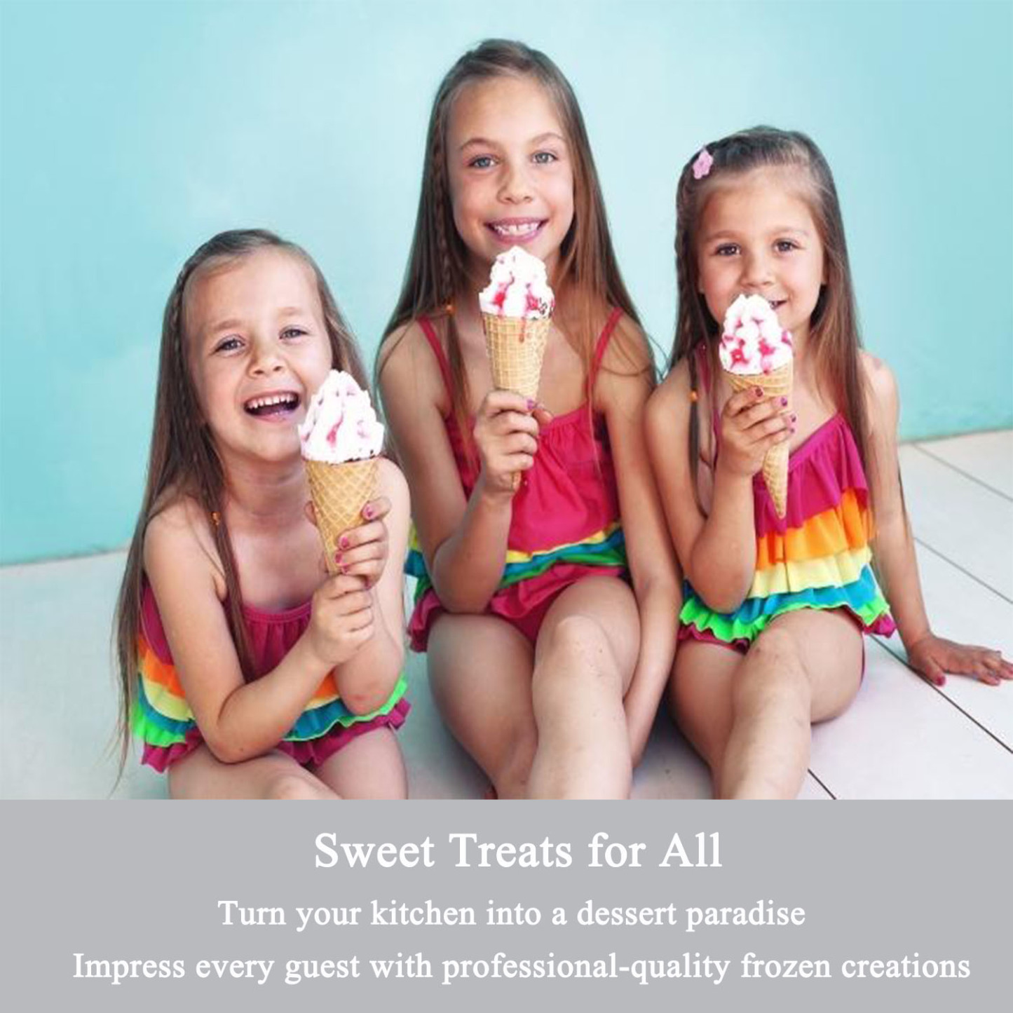 Ice Cream and Soft Serve Maker, Sorbet, Milkshake, Frozen Yogurt Machine, Low Calories Program & More, 13-in-1, Soft Serve Handle, , For Kids & safety, Double Insulated,Silver