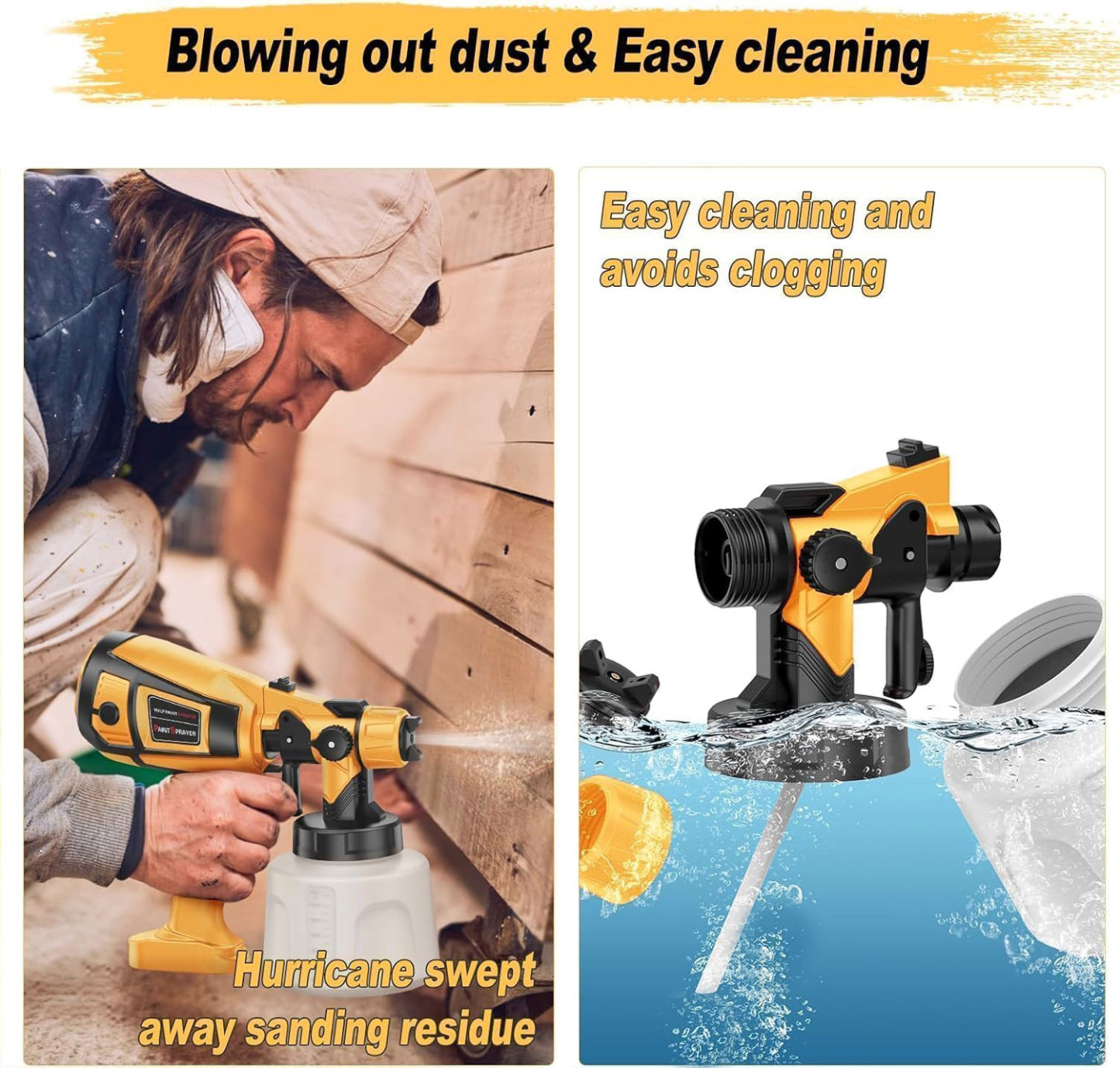 Paint Sprayer 1000W High Power Electric Spray Paint Gun Adjustable Spray Width Knob 1400ML Container 4 Nozzles & 3 Patterns Easy to Clean, for Furniture, Cabinets, Fence, Walls, Door, Garden Chairs etc