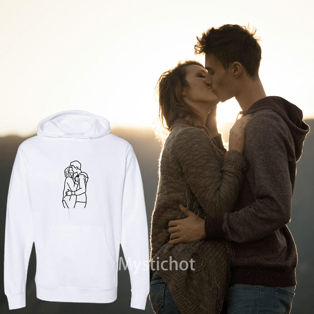  Custom Embroidered Line Drawing Hoodie,Sweatshirt,unique gift