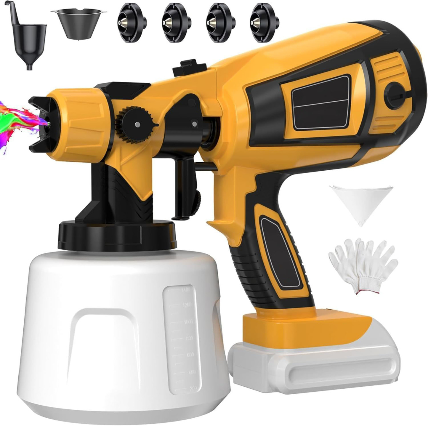 Paint Sprayer 1000W High Power Electric Spray Paint Gun Adjustable Spray Width Knob 1400ML Container 4 Nozzles & 3 Patterns Easy to Clean, for Furniture, Cabinets, Fence, Walls, Door, Garden Chairs etc