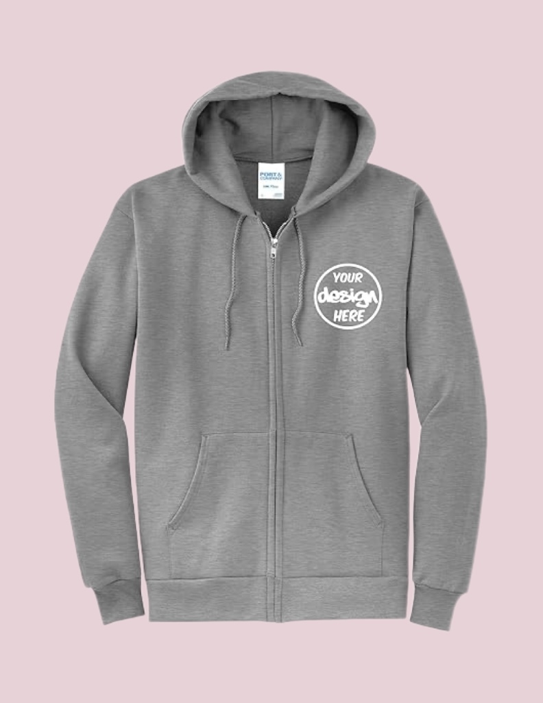 Customize your own clothes: hooded cardigan sweatshirt with zipper front and back printing