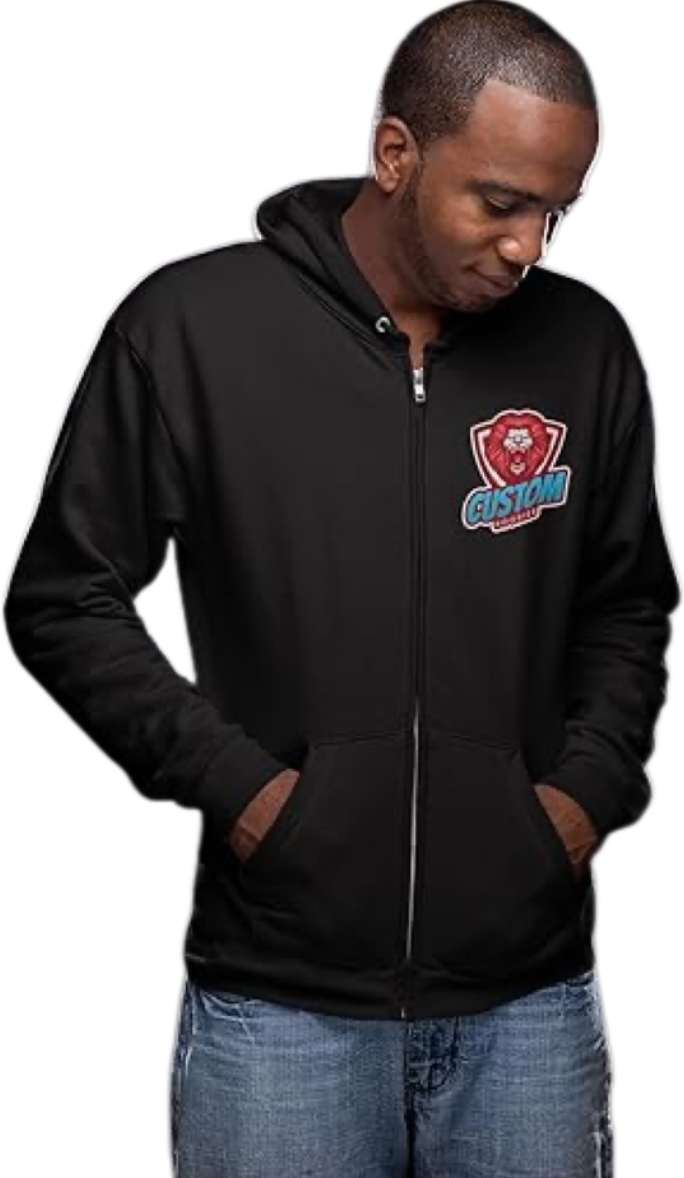 Customize your own clothes: hooded cardigan sweatshirt with zipper front and back printing