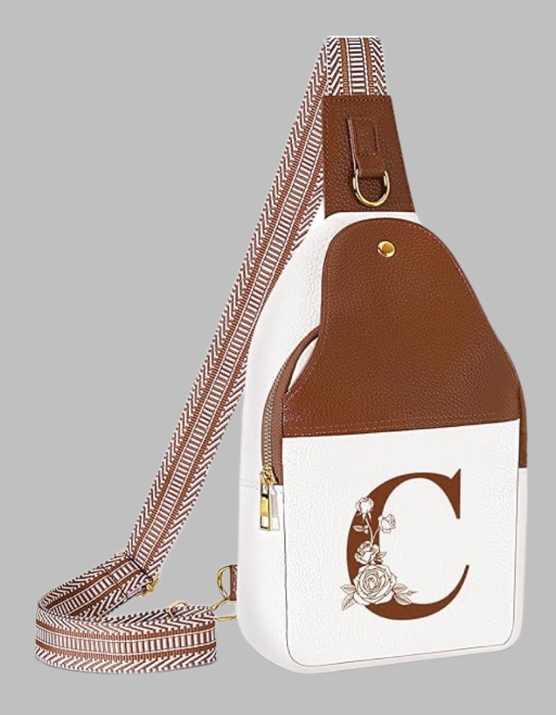 Women's exclusive crossbody leather sling bag, customized initials waist bag, a gift for mom and wife