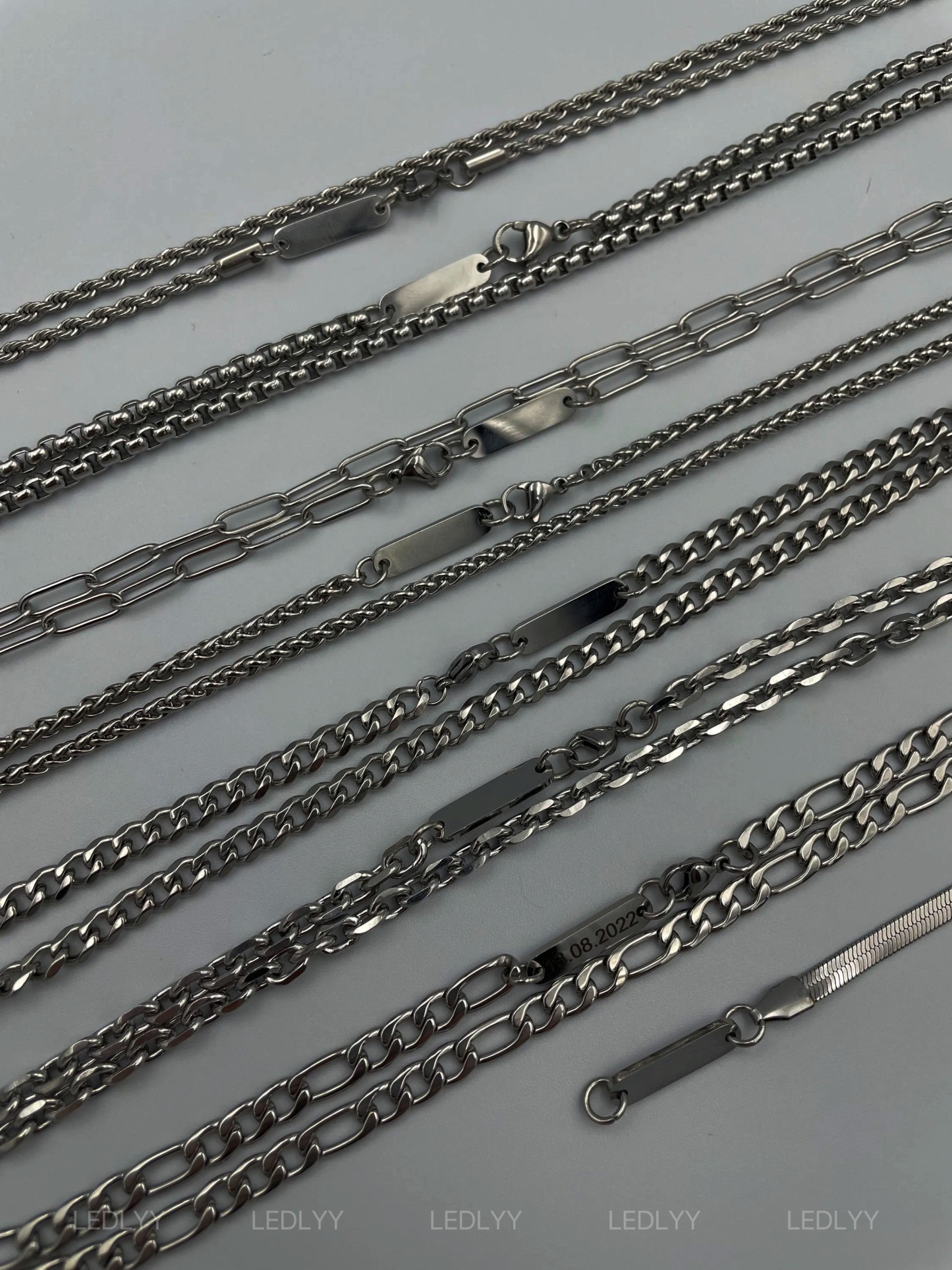 Personalized Silver Chain Necklace: Custom Name Jewelry in Curb, Figaro, Paperclip, Box, or Rope Twist Styles - Ideal Valentine's Day Gift for Him or Dad
