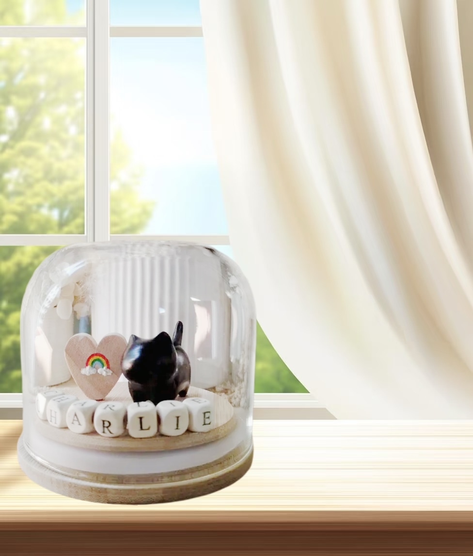 Customize Pet Cat or Dog Memorial Gift crystal ball with Name and Heart Color