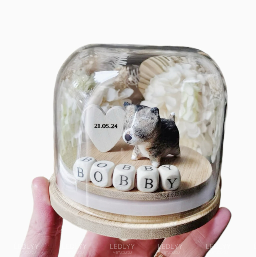 Customize Pet Cat or Dog Memorial Gift crystal ball with Name and Heart Color
