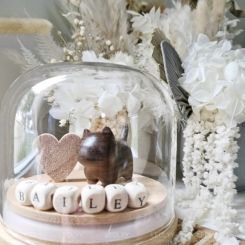 Customize Pet Cat or Dog Memorial Gift crystal ball with Name and Heart Color