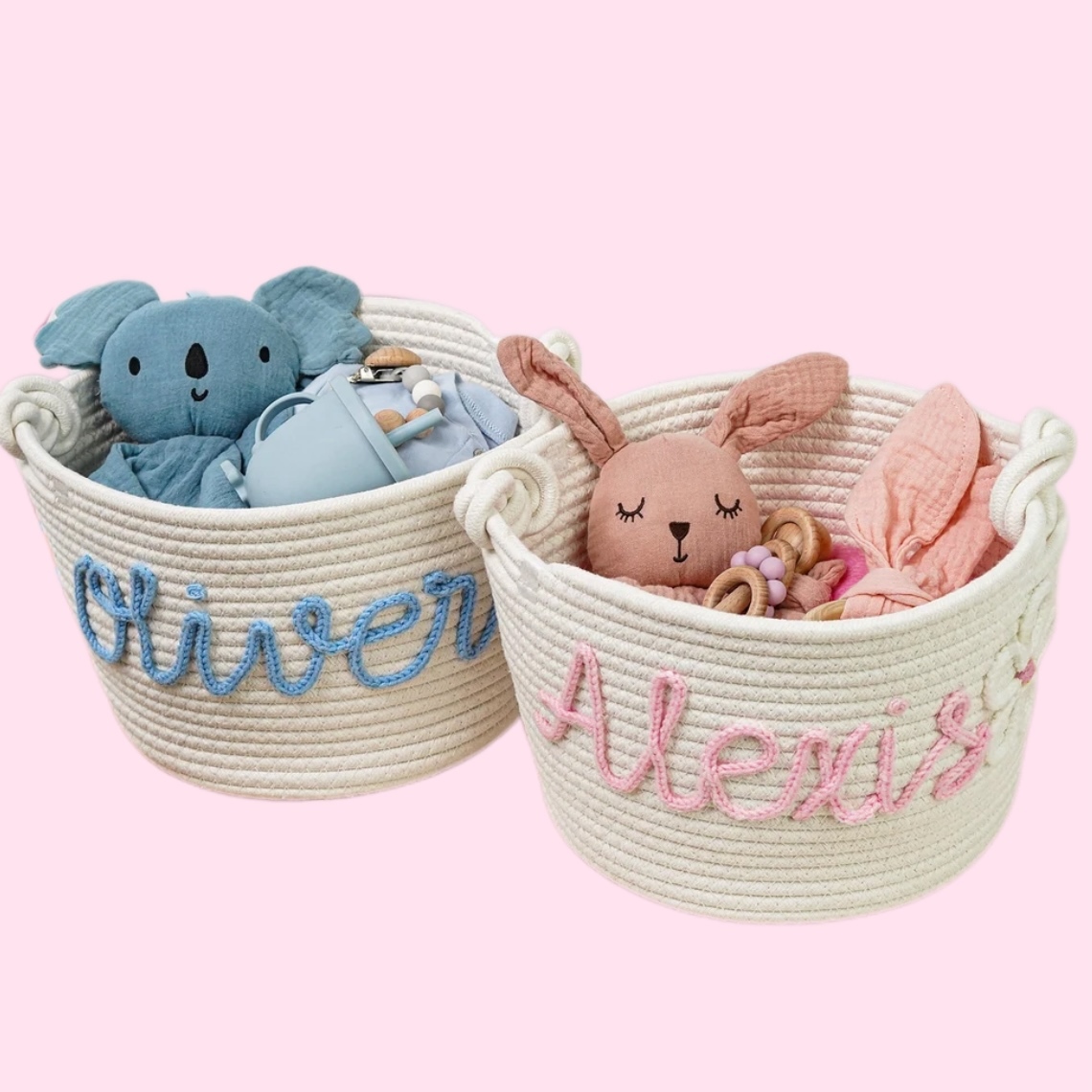 Rope Cotton Baby Gift Baskets - Personalized for the New Arrival