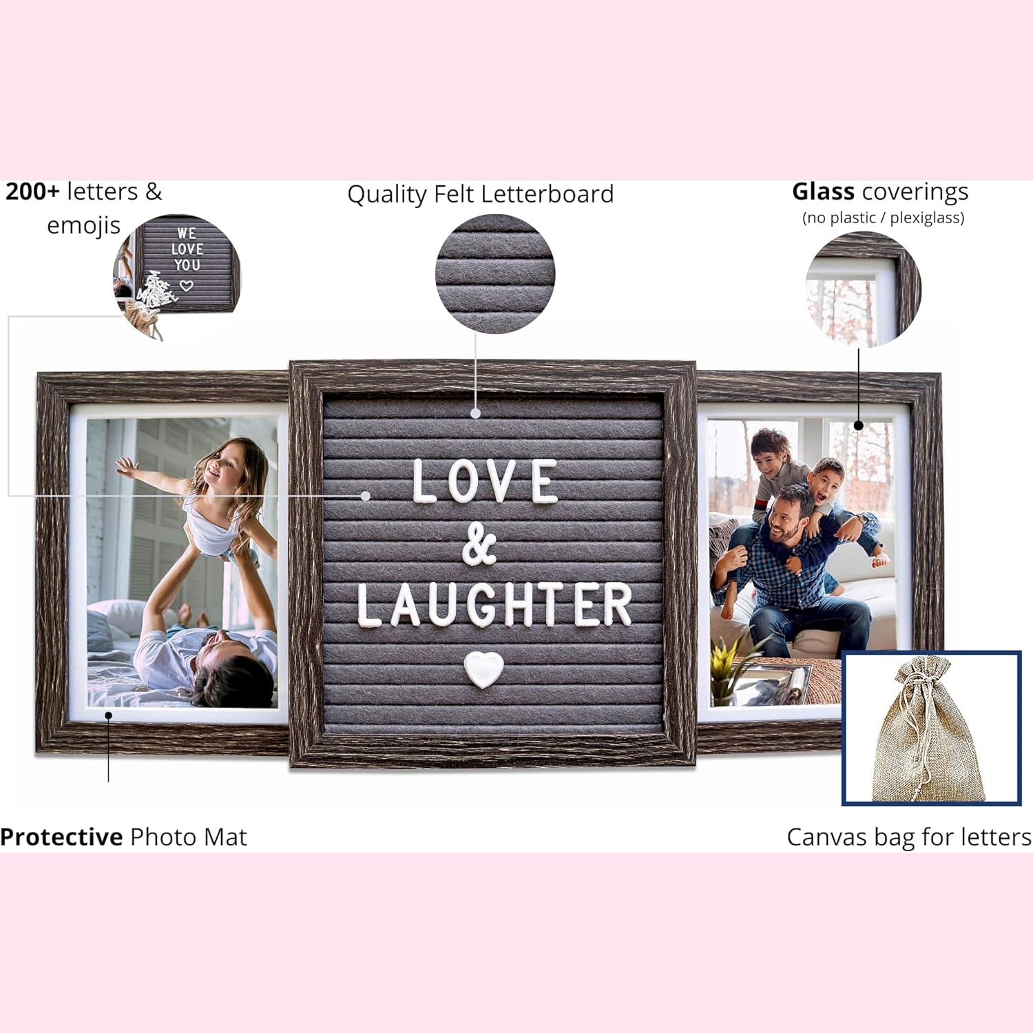 Personalized photo frame for Dad or photo frame for Grandma with custom letter board