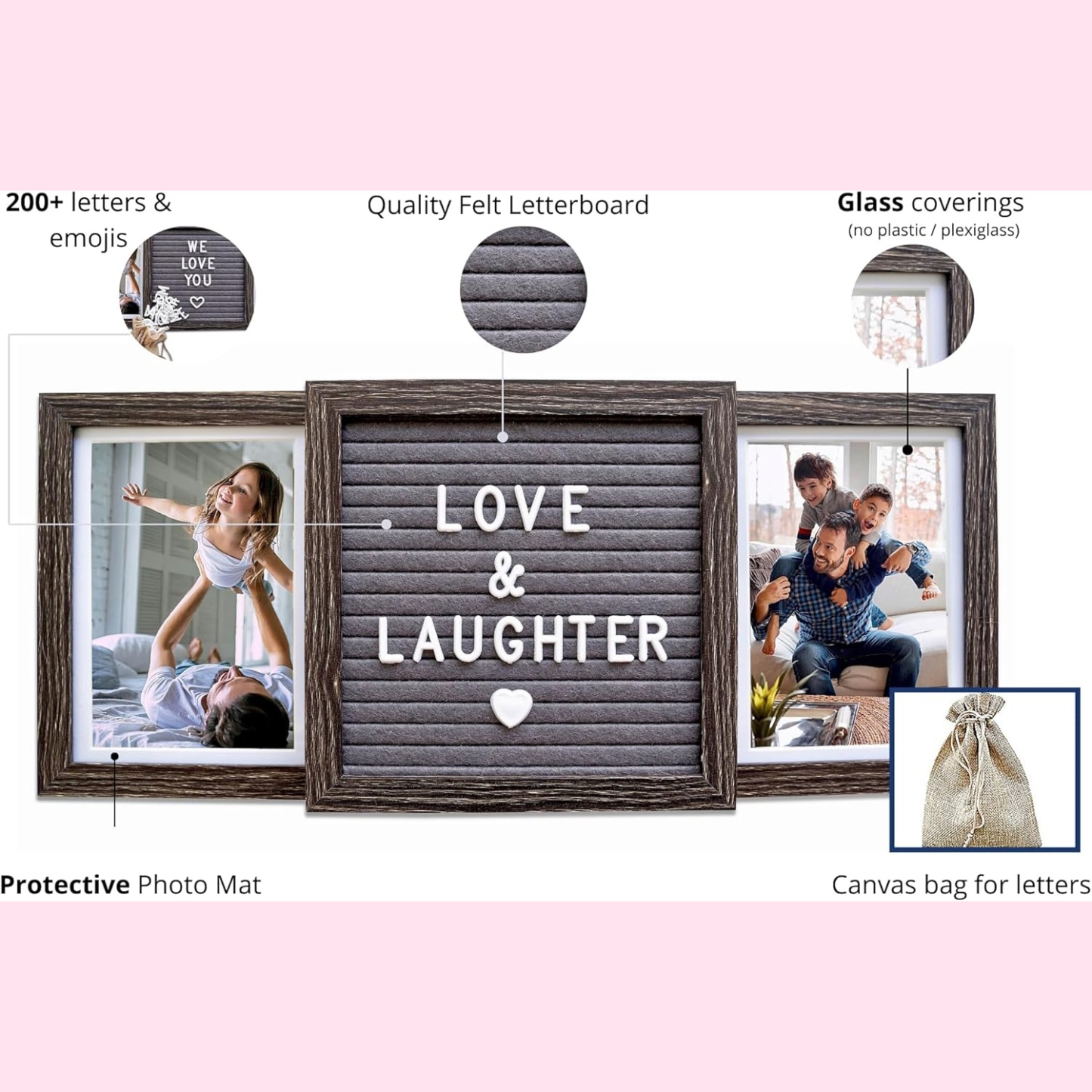 Personalized photo frame for Dad or photo frame for Grandma with custom letter board