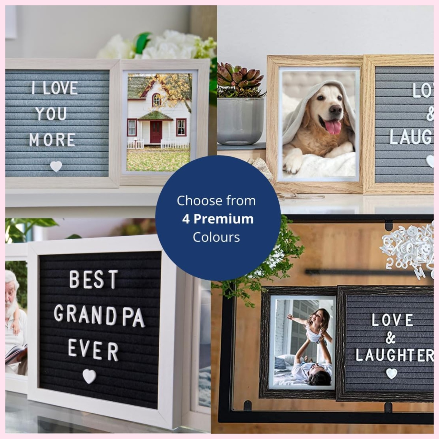 Personalized photo frame for Dad or photo frame for Grandma with custom letter board