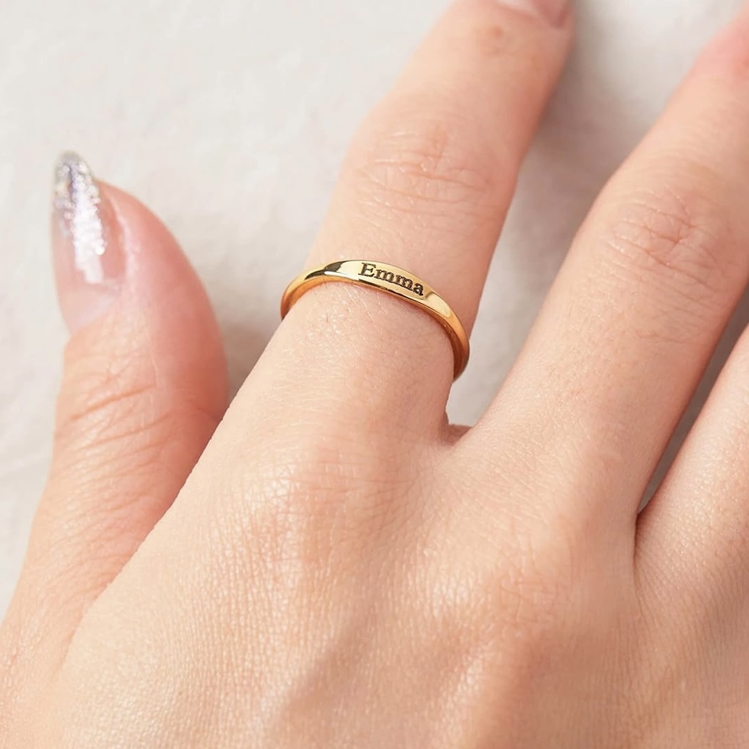 Mother's Day and Beyond: Custom Name Ring with Engravings, a Perfect Dainty Jewelry Gift for Women