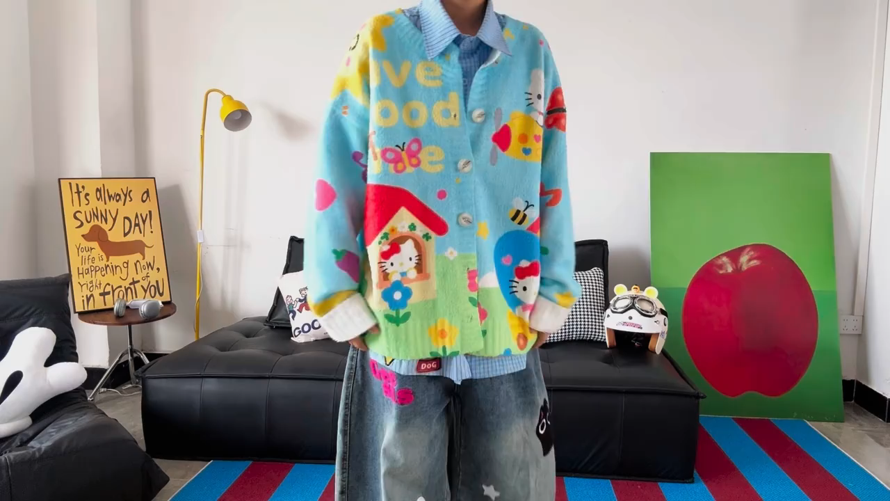 【Sky Blue Kitty Cloud Cardigan】Wear the Sunshine｜Soft, Slimming & Healing  LEDLYY Best Seller｜The Dream Cardigan That Brightens Your Day Instantly ✨ Bright Sky Blue × Playful Kitty × Cloud-Like Softness ✨