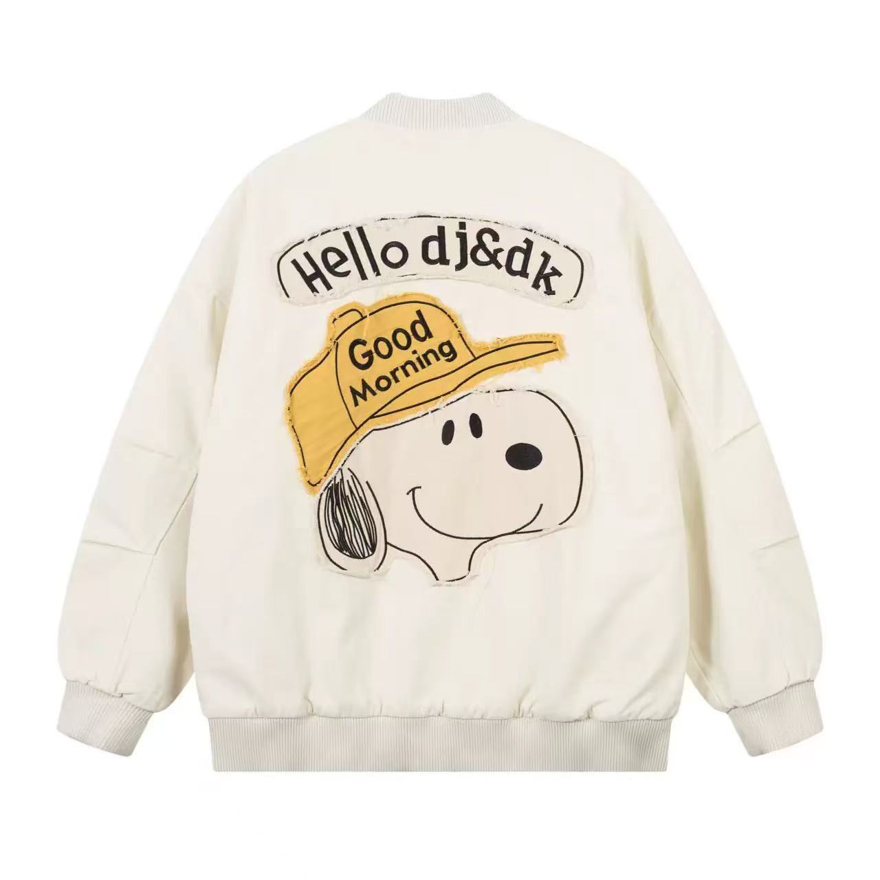 Snoopy Baseball Puffer Jacket | Comic-Inspired Warmth · Love at First Wear  The three-dimensional embroidered Snoopy leaps to life on the jacket, perfectly capturing his heartwarming smile from the comics. Designed in a classic baseball silhouette with li