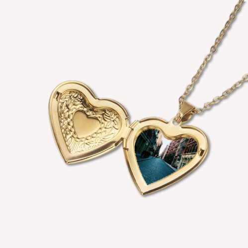 Love & Paw Prints Heart Necklace - Custom Pet/Human Photo & Text Gift 