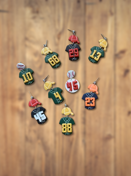 Custom Baseball, Basketball Team Dangle Earrings - Handmade Polymer Clay Sports Jewelry | Hypoallergenic and Lightweight | Personalized Jersey Style Fan Gift for Women