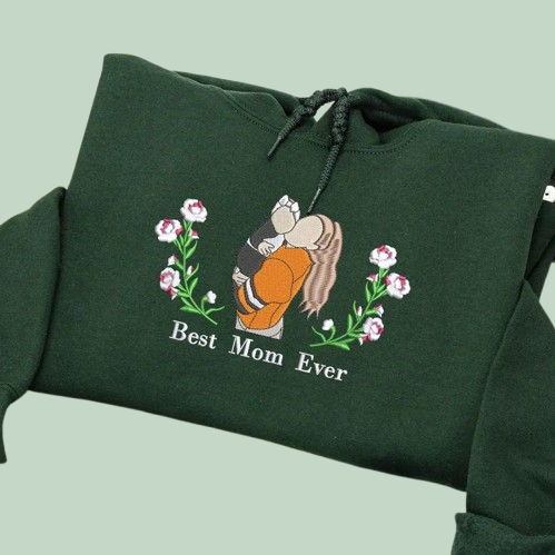 Mama Portrait Sweatshirt - Hand-Embroidered with Flowers