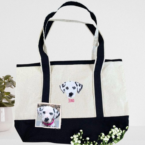 Unique Cat Mom Tote Bag – Custom Embroidered Cat Photo Design