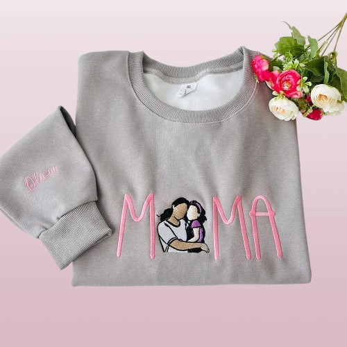 Mama Photo Sweatshirt – Custom Embroidered Personalized Gift