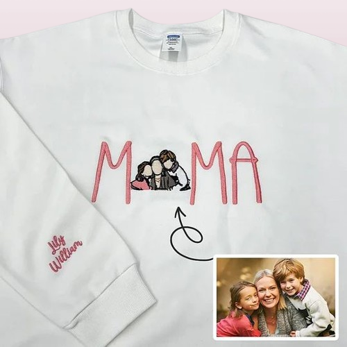 Mama Photo Sweatshirt – Custom Embroidered Personalized Gift