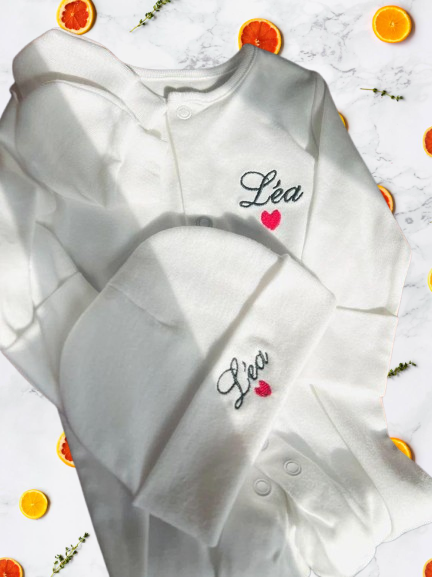 Newborn Birth Set - Personalized Embroidered Baby Pajamas, Ideal Gift for Baby Showers or Birth