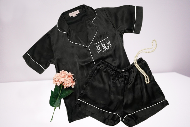 Elegant Satin Pajama Set - Personalized Short Sleeve Sleepwear for Women, Luxurious Lounge Wear