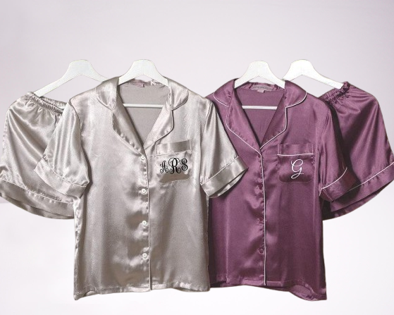 Elegant Satin Pajama Set - Personalized Short Sleeve Sleepwear for Women, Luxurious Lounge Wear