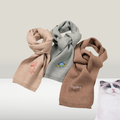 Unique Bridesmaid Scarf Gift - Custom Embroidered Knitted Scarf with Name, Logo, or Portrait Outline