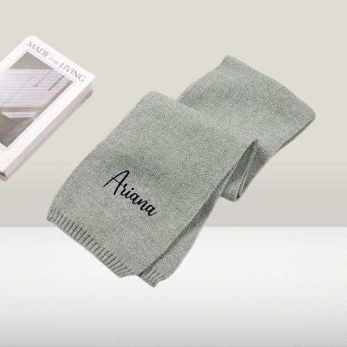 Unique Bridesmaid Scarf Gift - Custom Embroidered Knitted Scarf with Name, Logo, or Portrait Outline