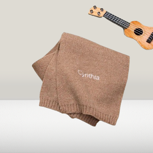 Unique Bridesmaid Scarf Gift - Custom Embroidered Knitted Scarf with Name, Logo, or Portrait Outline