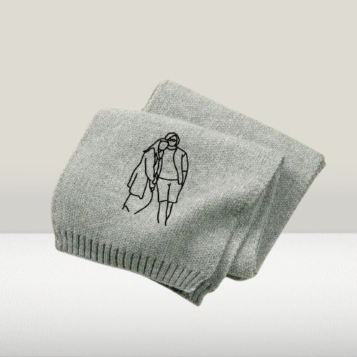 Unique Bridesmaid Scarf Gift - Custom Embroidered Knitted Scarf with Name, Logo, or Portrait Outline