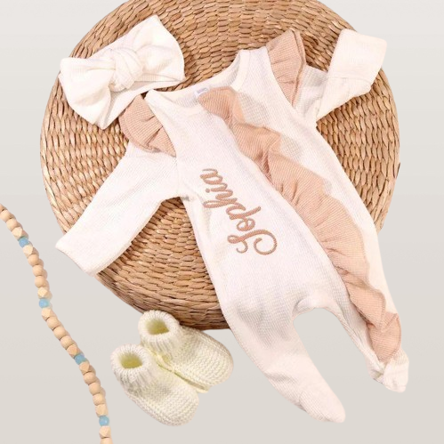 Adorable Embroidered Baby Bodysuit - Personalized Baby Girl Romper, Newborn Homecoming Outfit