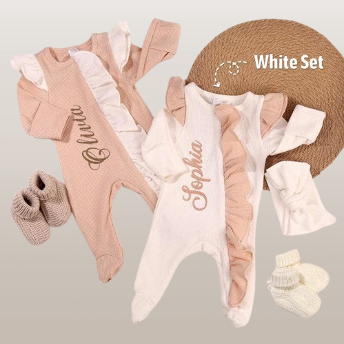 Adorable Embroidered Baby Bodysuit - Personalized Baby Girl Romper, Ne
