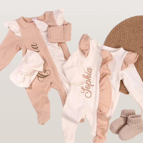 Adorable Embroidered Baby Bodysuit - Personalized Baby Girl Romper, Newborn Homecoming Outfit