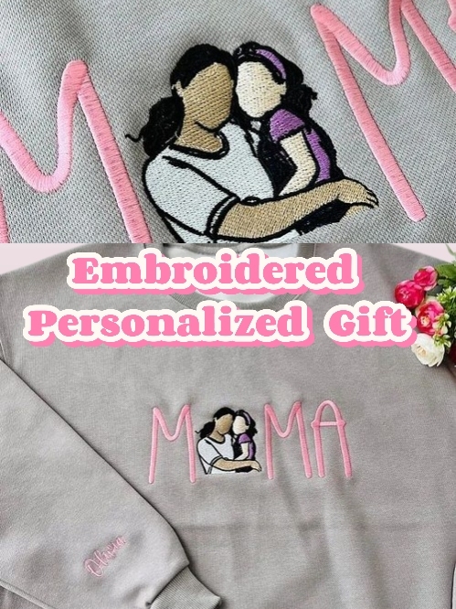 Mama Photo Sweatshirt – Custom Embroidered Personalized Gift