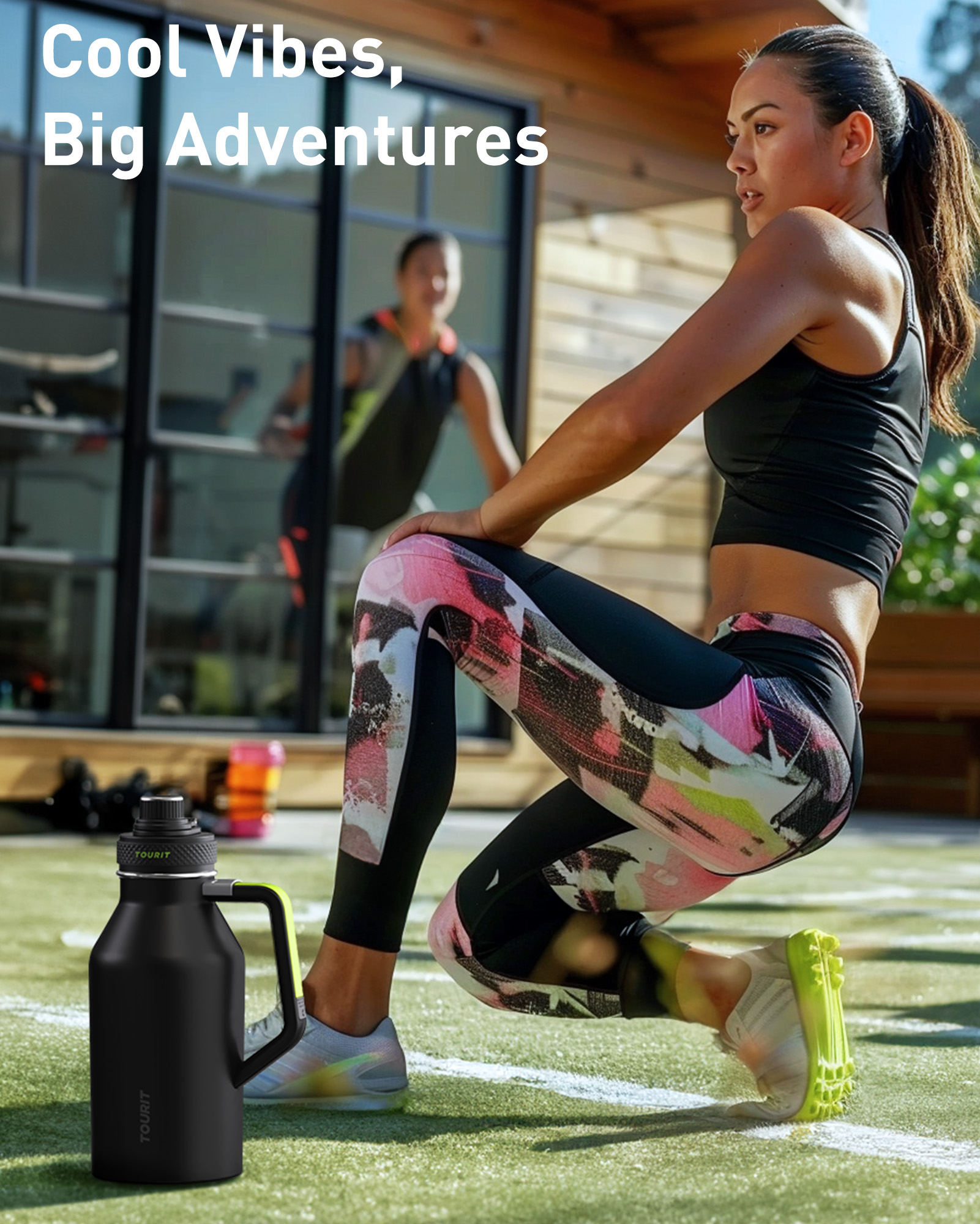 TOURIT 64oz Insulated Water Bottle Stainless Steel Black