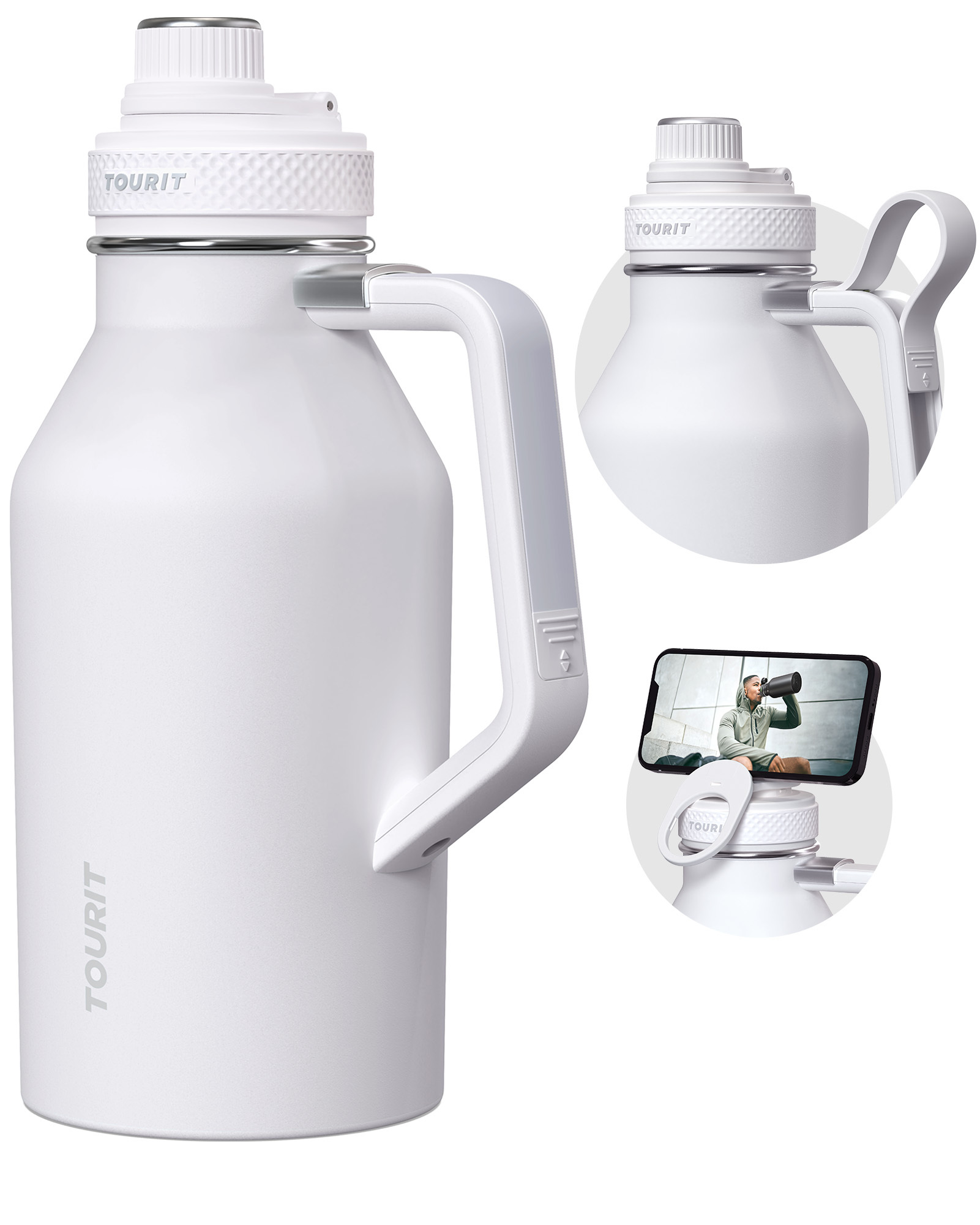TOURIT 32oz Stainless Steel Wide Mouth Water Bottle White
