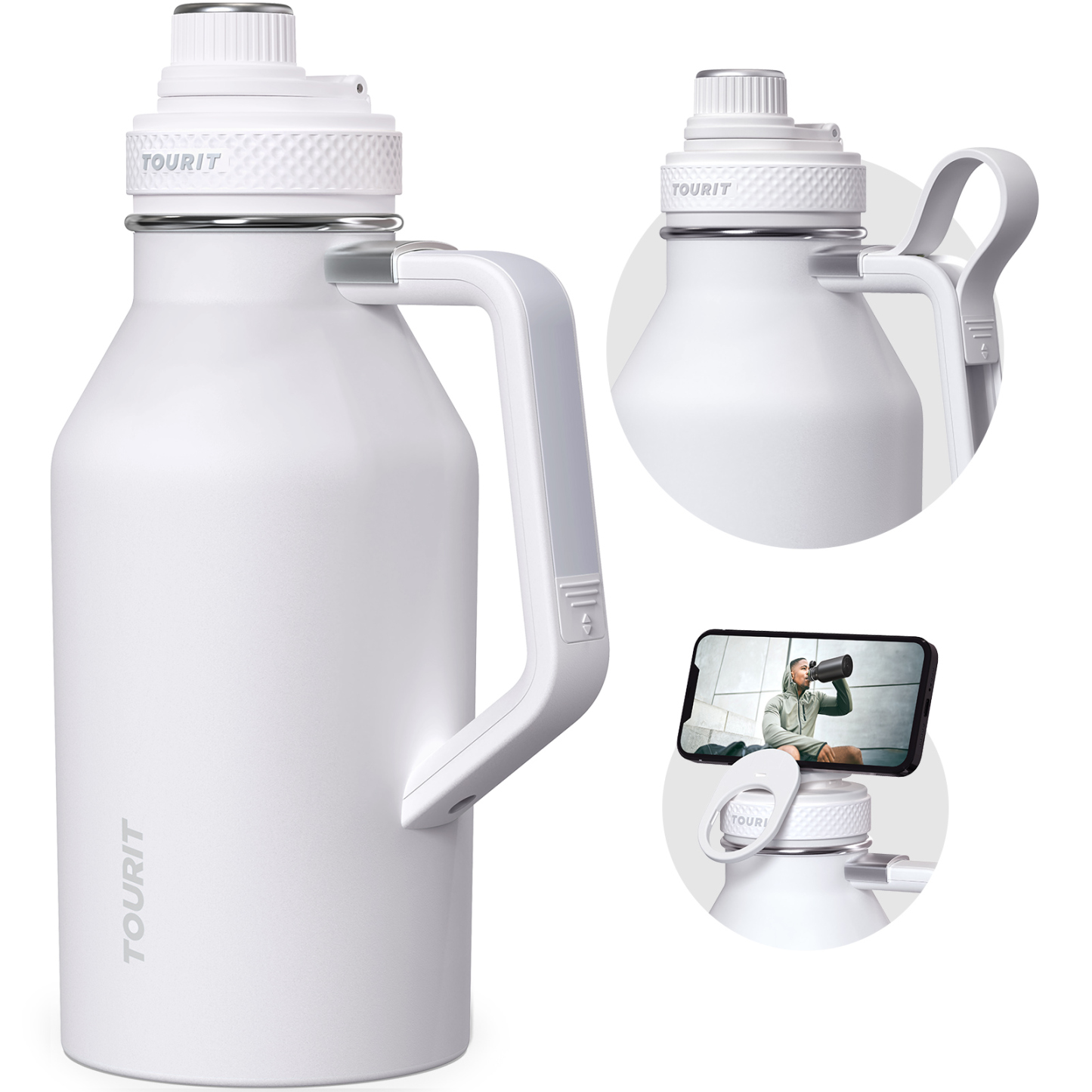 TOURIT 32oz Stainless Steel Wide Mouth Water Bottle White