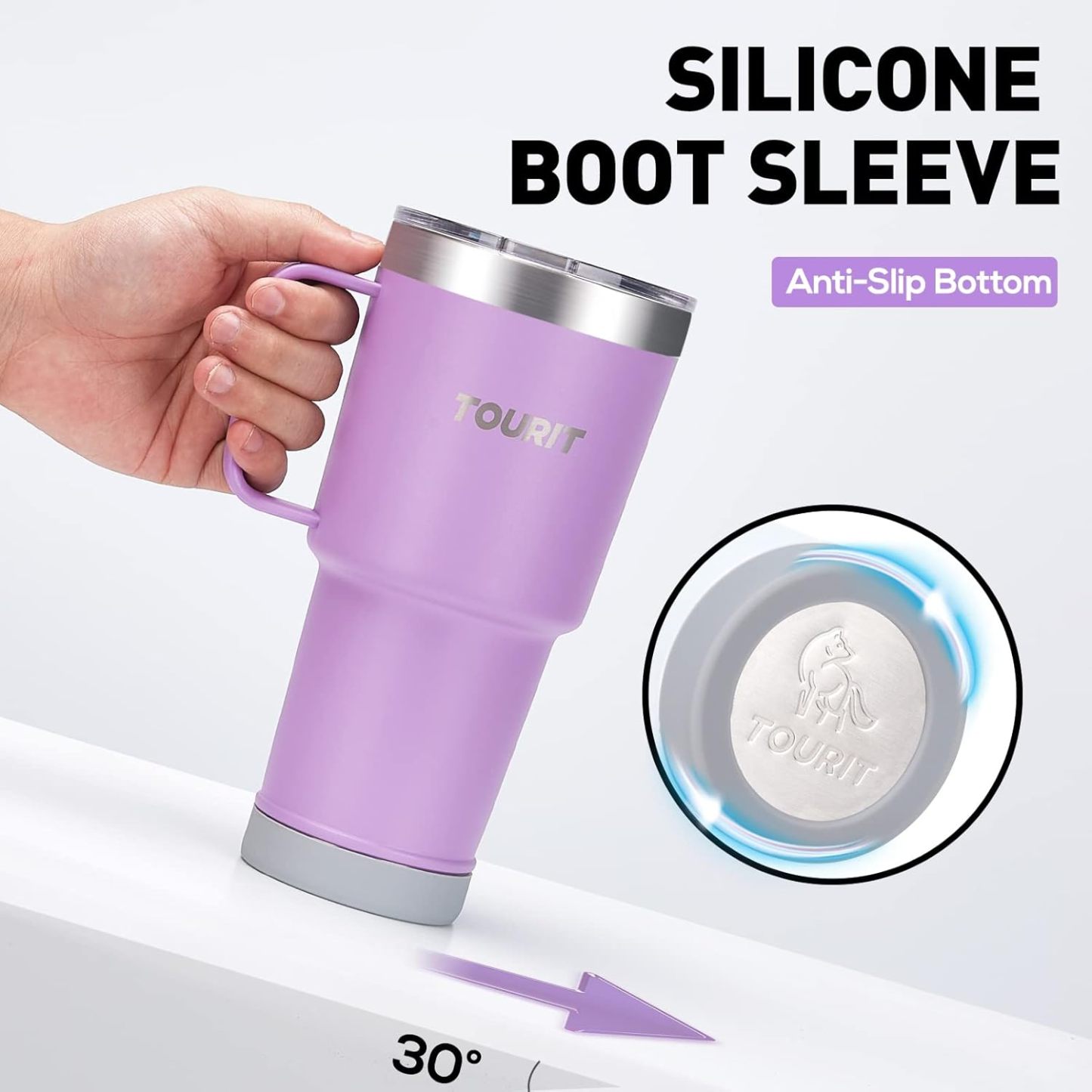TOURIT 40 oz Tumbler with Handle and Straw Violets