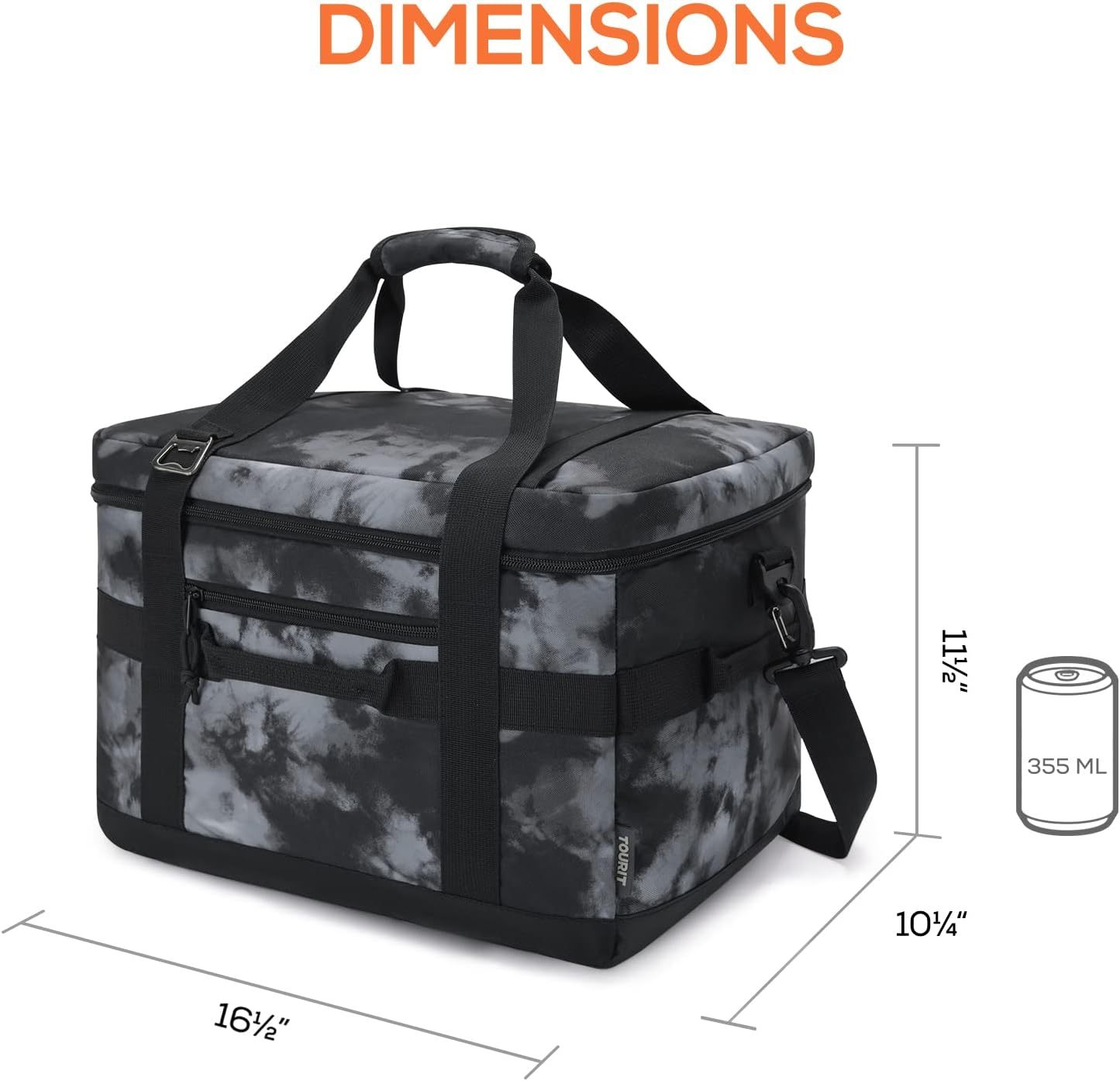TOURIT 48 Can Cooler Bag Tie-dyed Black
