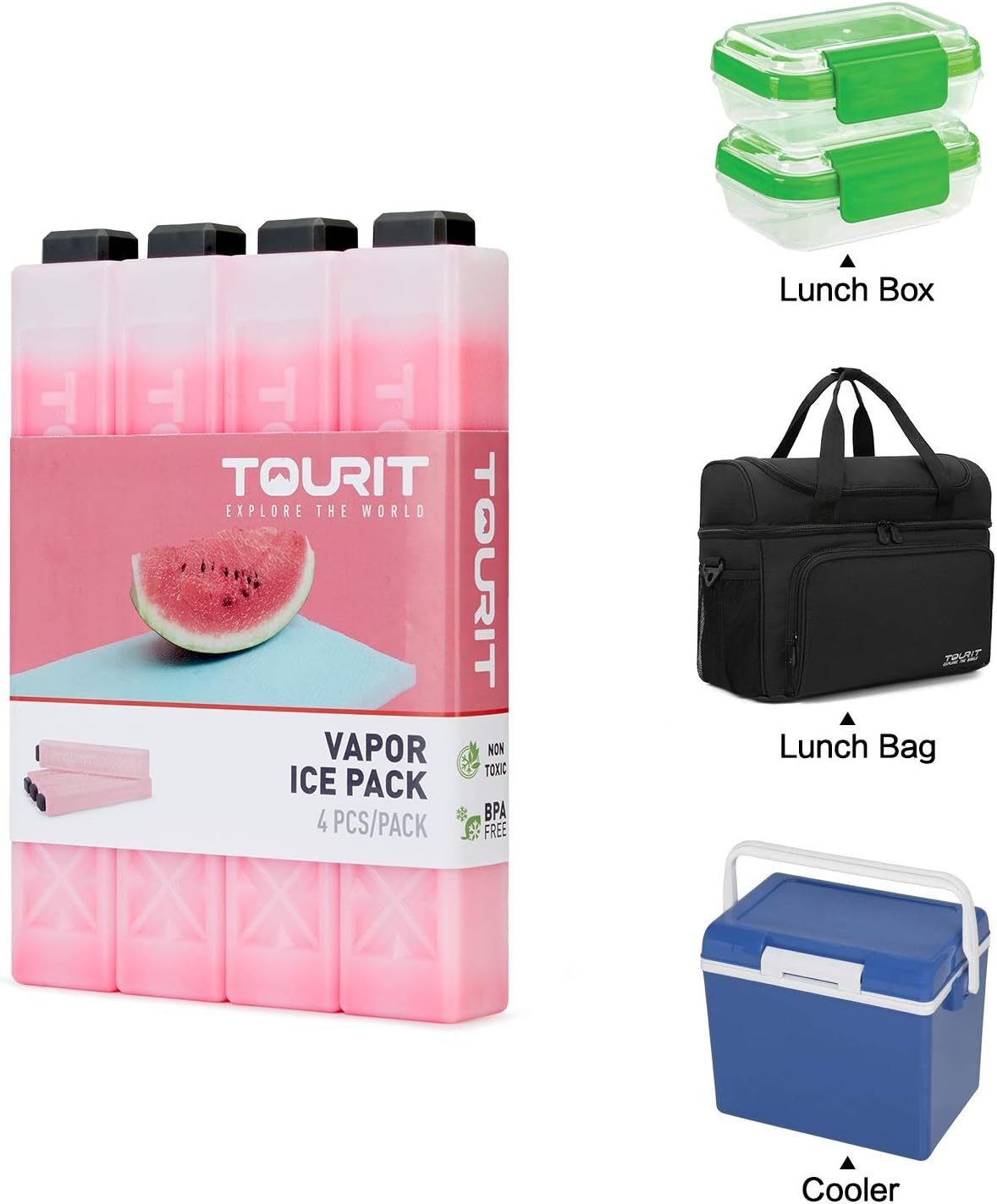 TOURIT Set of 4 Ice Packs Red