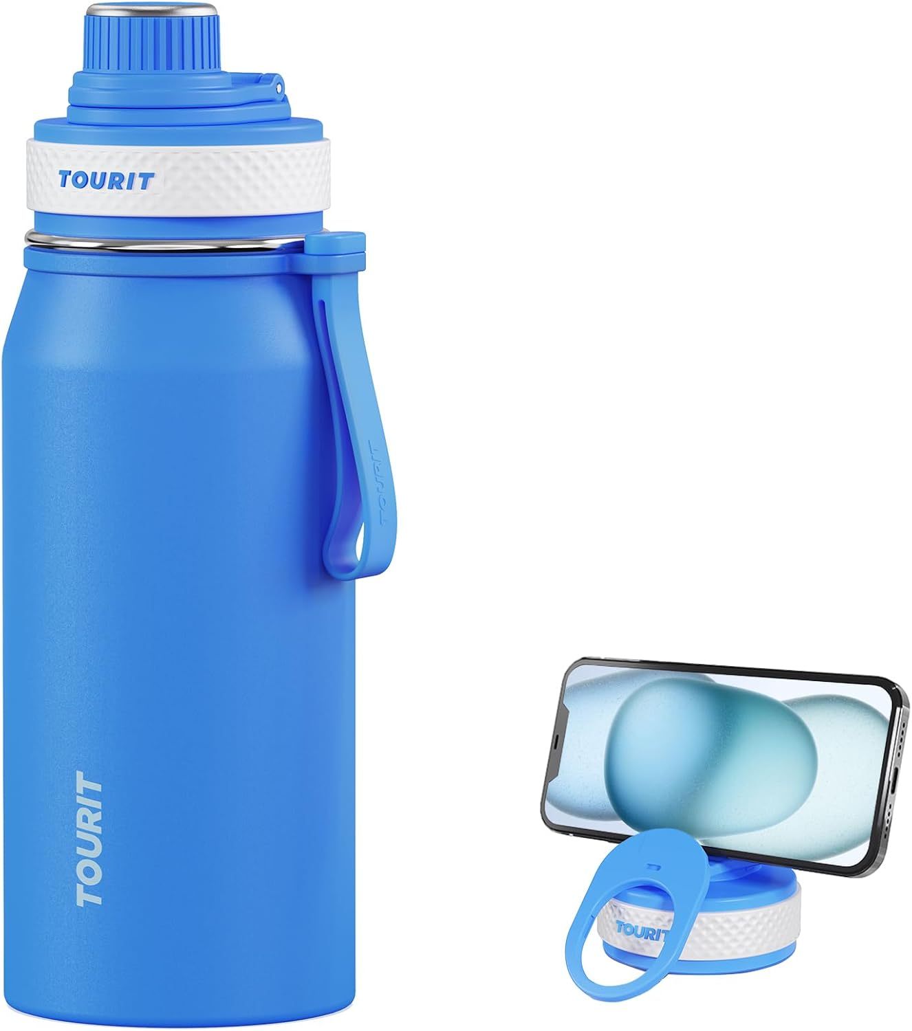 TOURIT 32oz Stainless Steel Wide Mouth Water Bottle Sapphire