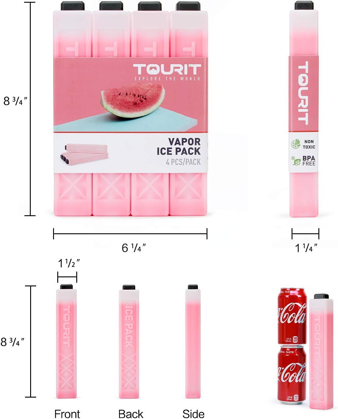 TOURIT Set of 4 Ice Packs Red