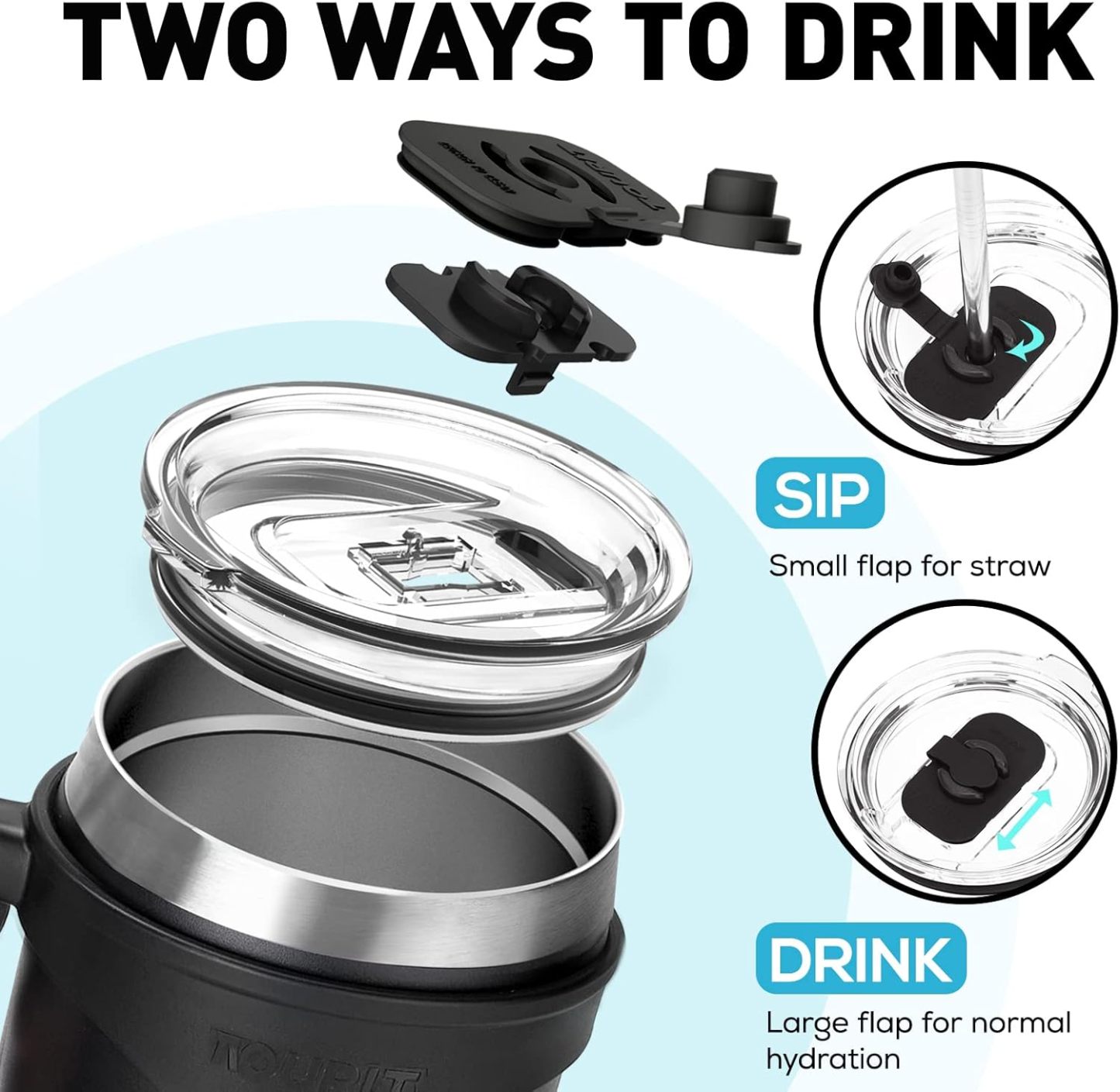 TOURIT 40 oz Tumbler with Handle and Straw