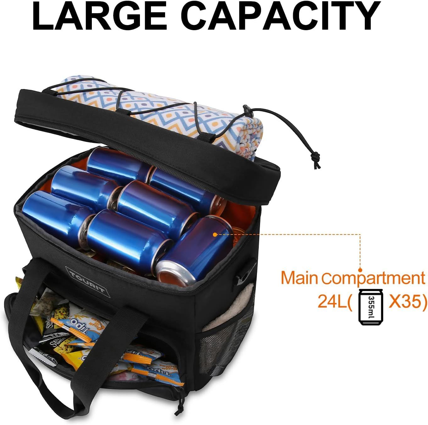 TOURIT 35 Can Cooler Bag Black