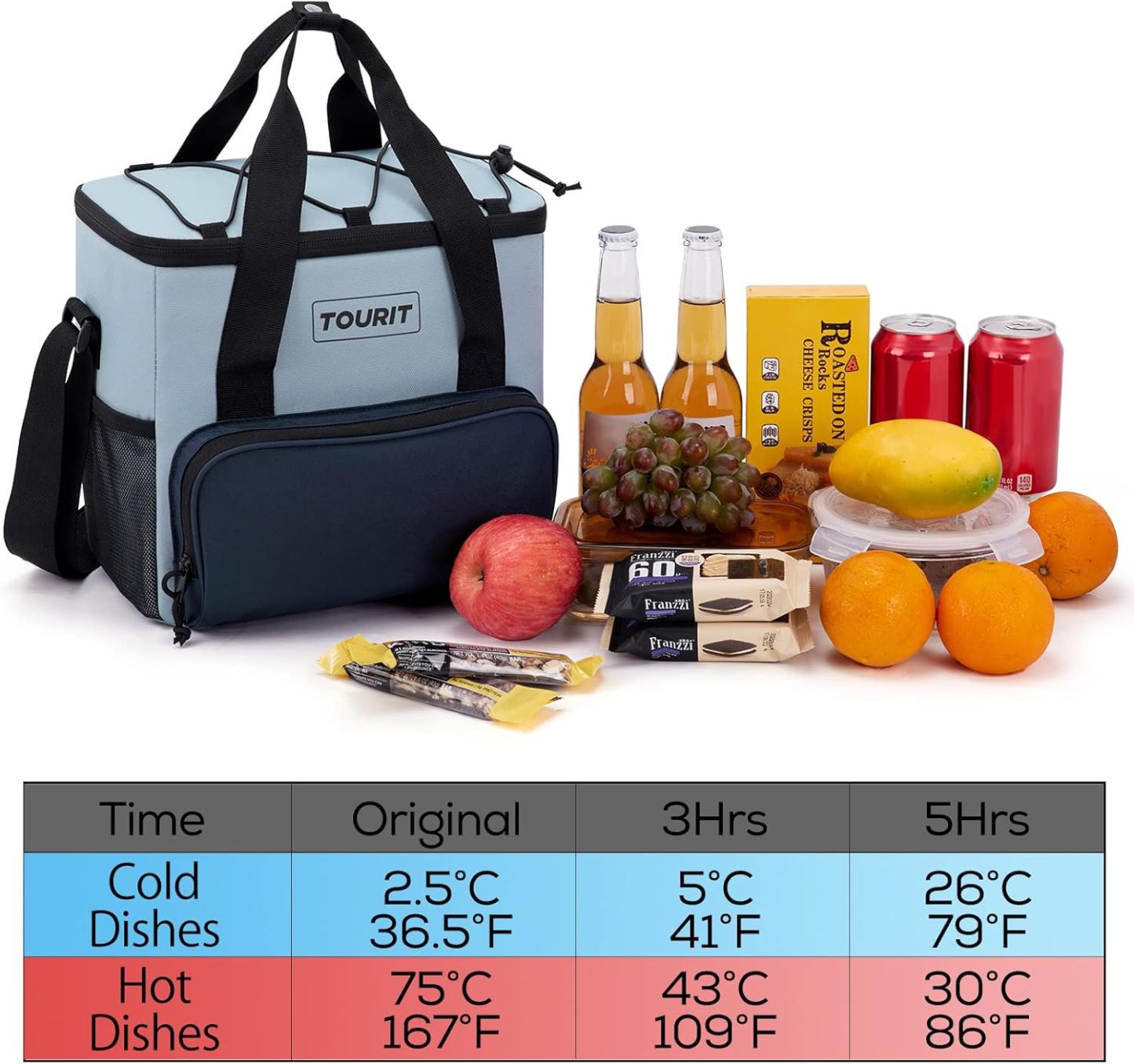 TOURIT 24 Can Cooler Bag Grey Blue