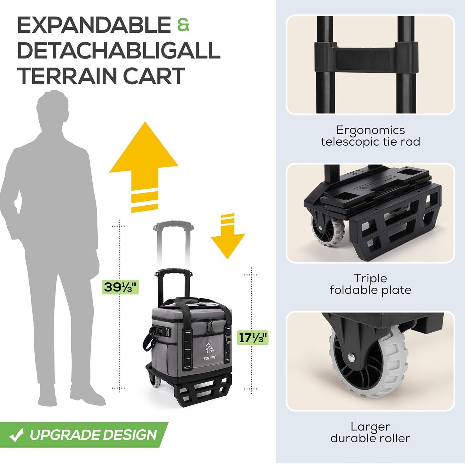 [Copy]TOURIT Portable 50-Can Collapsible Rolling Soft Cooler Grey