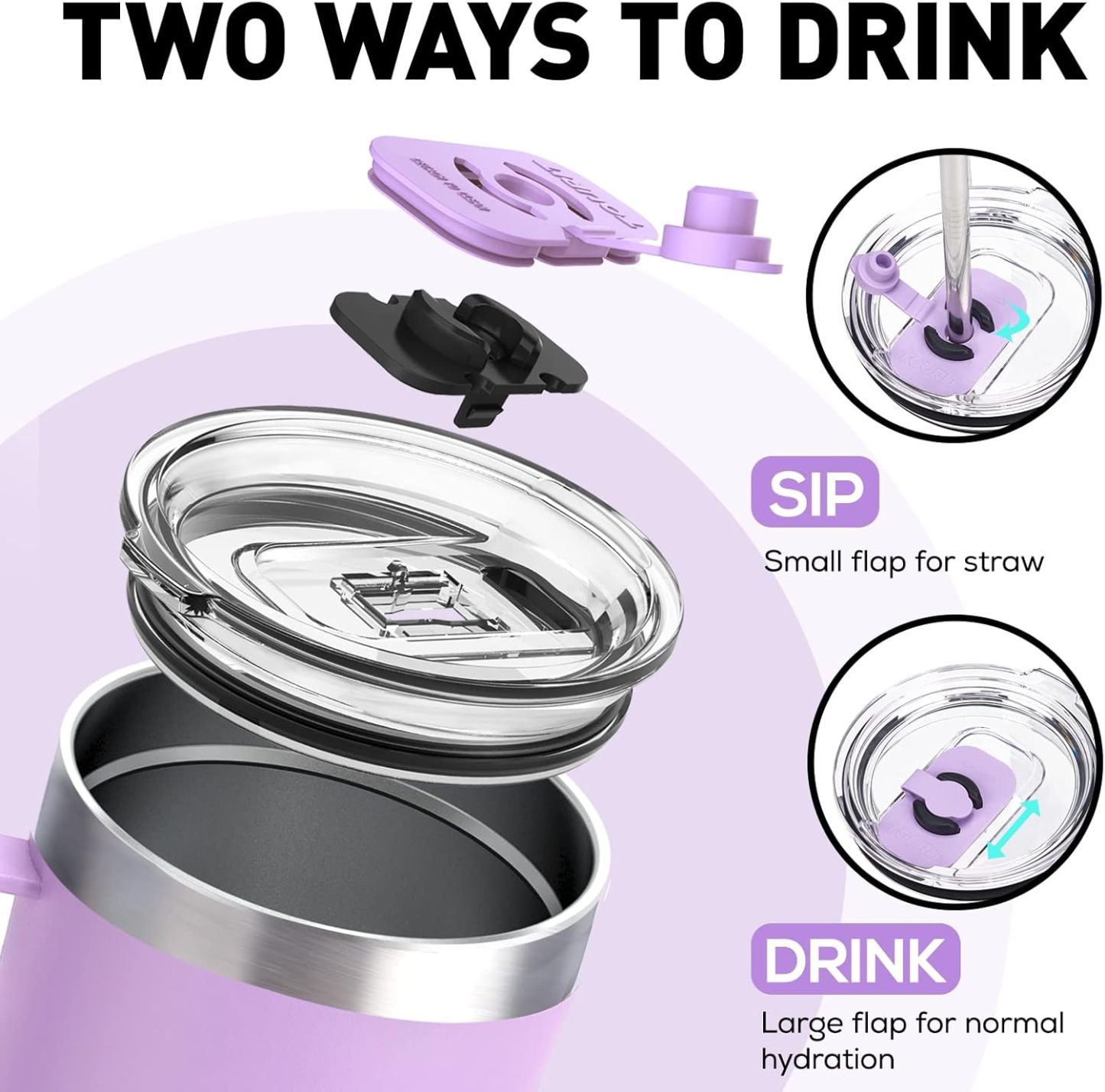 TOURIT 40 oz Tumbler with Handle and Straw Violets