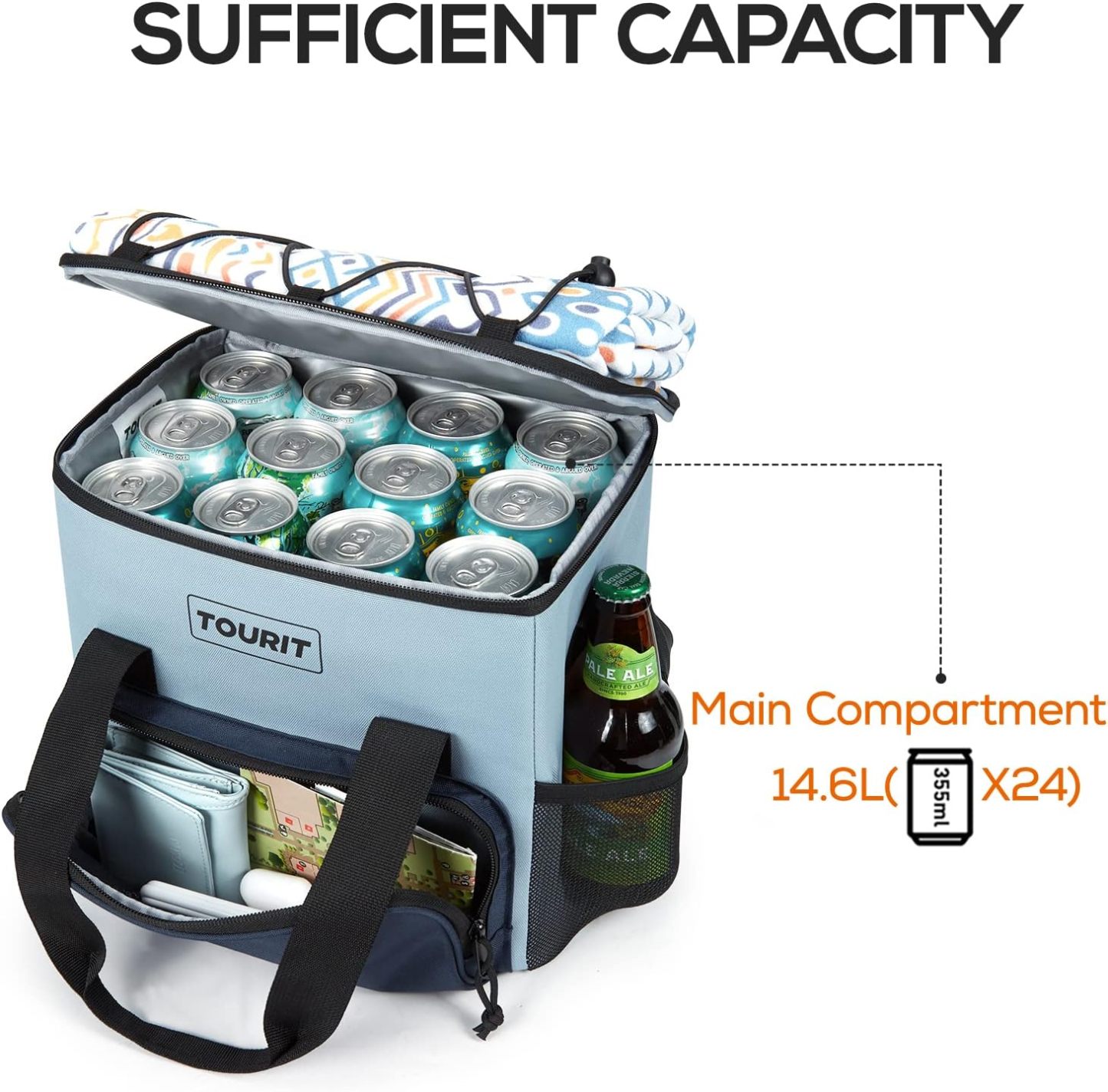 TOURIT 24 Can Cooler Bag Grey Blue